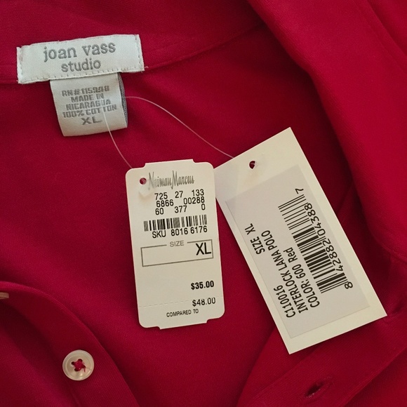 Joan Vass Studio Red Polo Shirt NWT - Picture 7 of 8